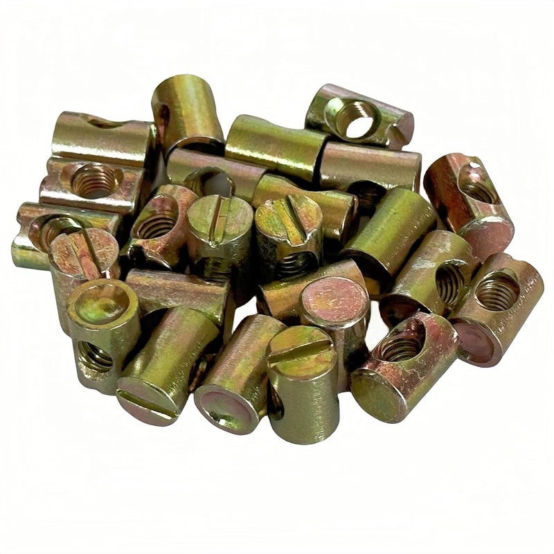 NACX M6 x 15mm Slotted Barrel Nuts Cross Dowel Slotted Nuts, 25Pcs - Image 5